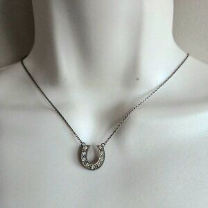 Sterling silver Horseshoe pendant with crystals or CZ stones.